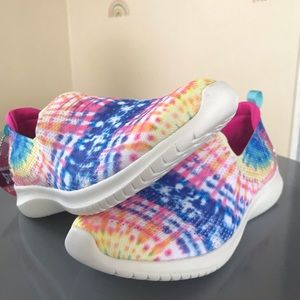 Sketchers Tie-dye, breathable, machine washable sneaker.